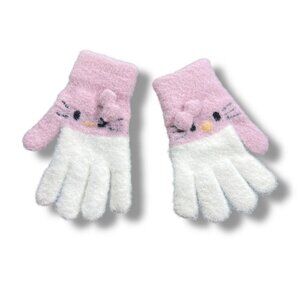 Hello Kitty Pink & White Fuzzy Gloves
